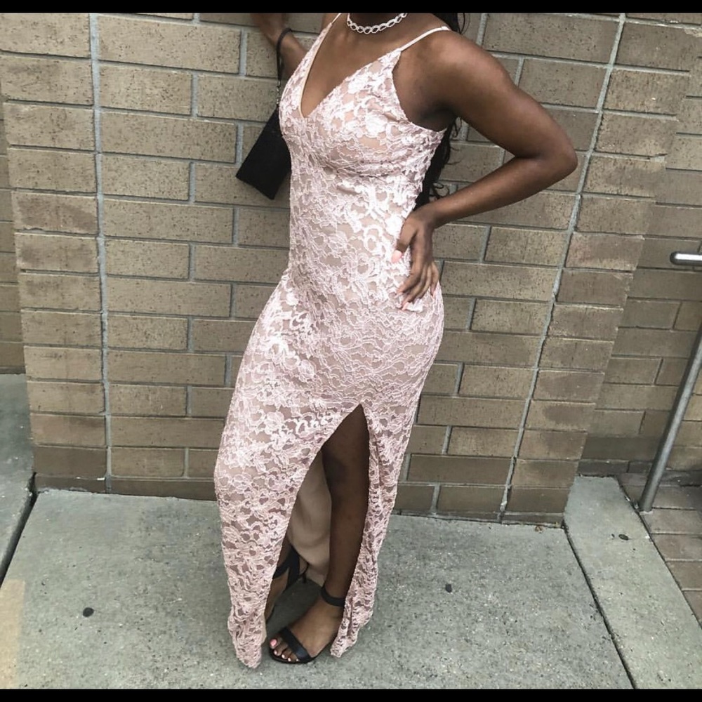 Long Prom Dress W/ Side Slit.
